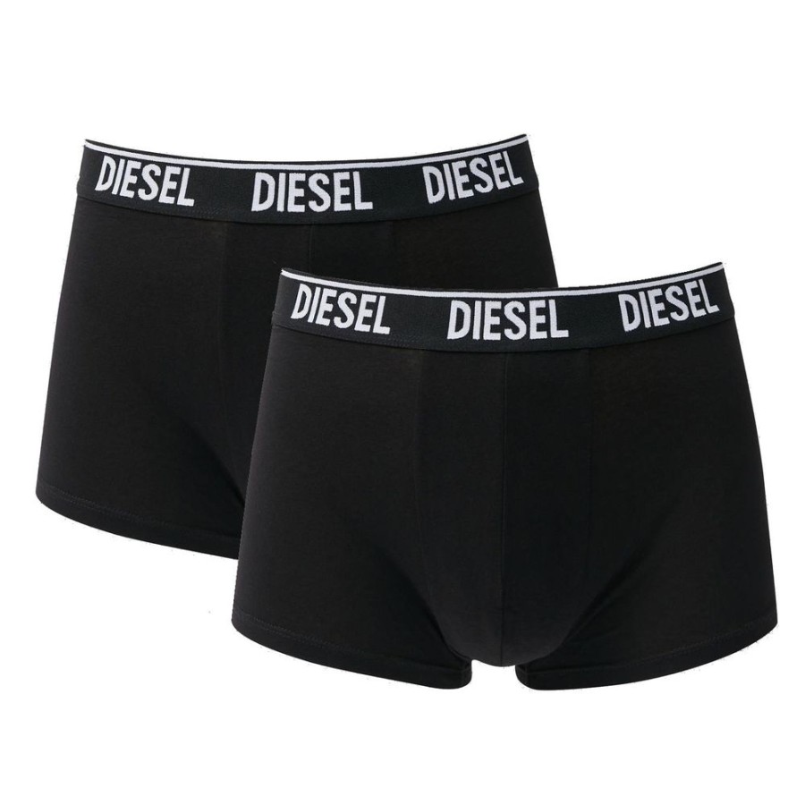 Men Diesel Men'S Underwear | Diesel Black Cotton Blend Boxer Shorts Duo