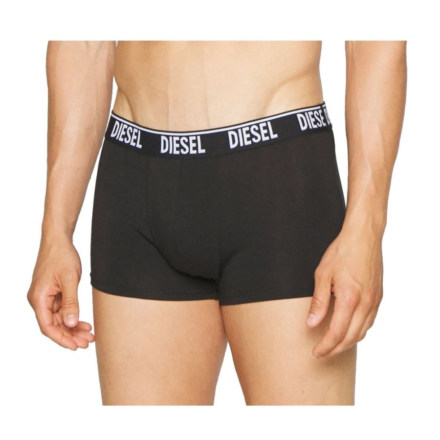 Men Diesel Men'S Underwear | Diesel Black Cotton Blend Boxer Shorts Duo