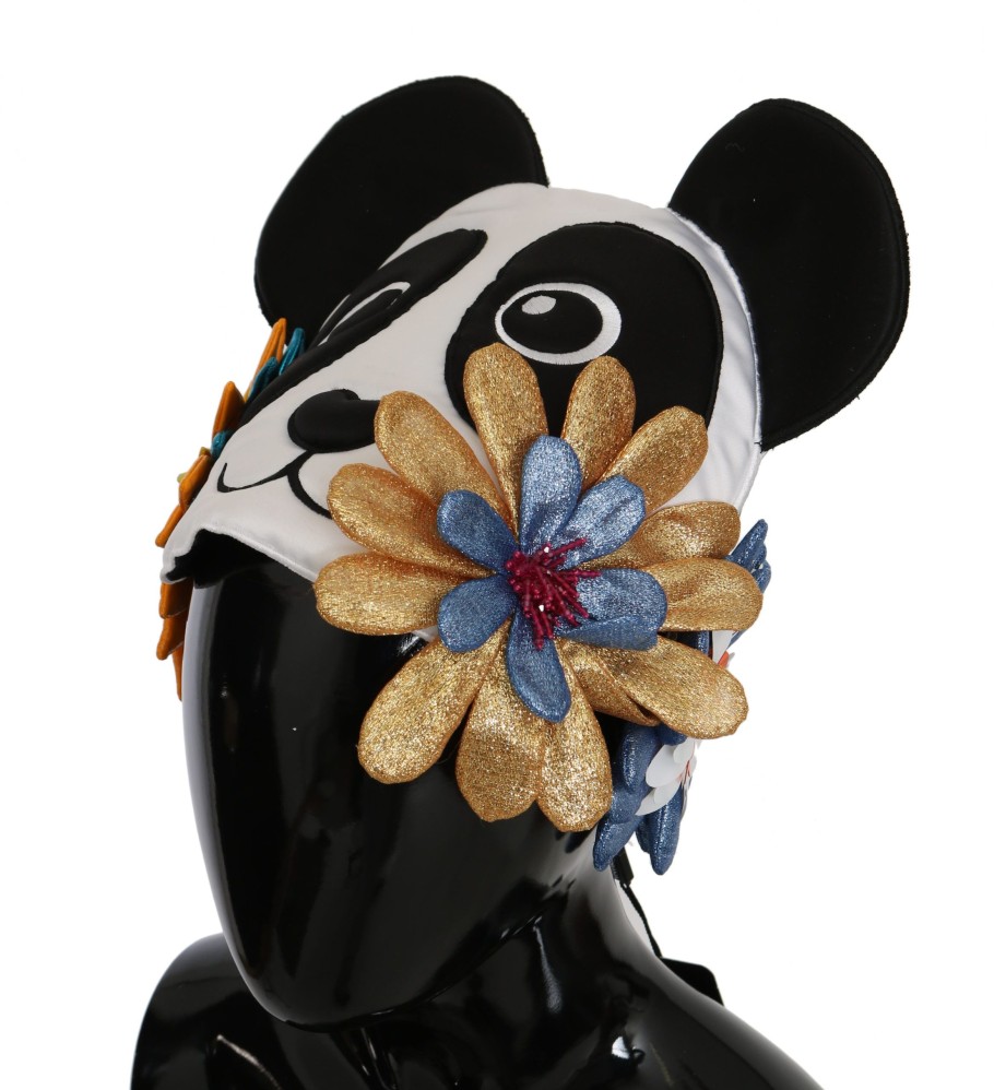 Women Dolce & Gabbana Women'S Hats | Dolce & Gabbana Multicolor Panda Floral Beanie Pvc Hat