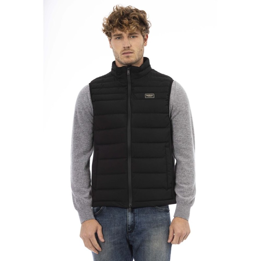 Men Baldinini Trend Men'S Vests | Baldinini Trend Black Polyester Vest