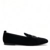 Men Dolce & Gabbana Men'S Loafers | Dolce & Gabbana Black Velvet Crystal Crown Loafers Dress Shoes