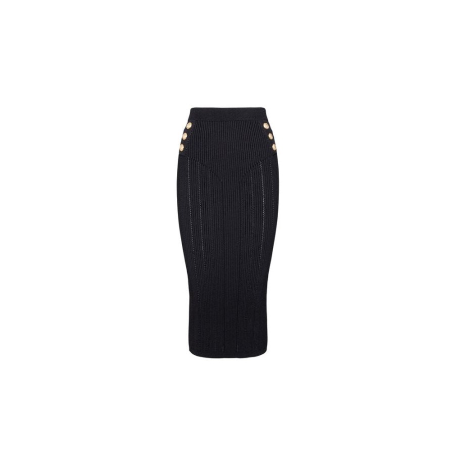 Women Yes Zee Women'S Skirts | Yes Zee Elegant Pencil Skirt With Decorative Buttons