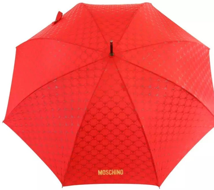 Women Moschino Women'S Others Accessories | Moschino Elegant Red Umbrella With Iconic Emblem