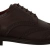 Men Dolce & Gabbana Men'S Formal | Dolce & Gabbana Brown Leather Oxford Wingtip Formal Derby