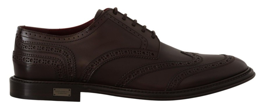 Men Dolce & Gabbana Men'S Formal | Dolce & Gabbana Brown Leather Oxford Wingtip Formal Derby