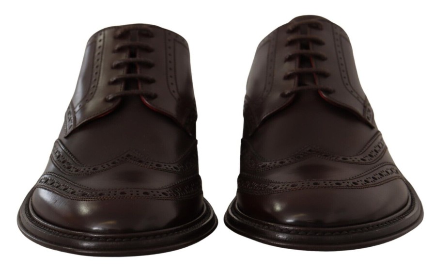 Men Dolce & Gabbana Men'S Formal | Dolce & Gabbana Brown Leather Oxford Wingtip Formal Derby