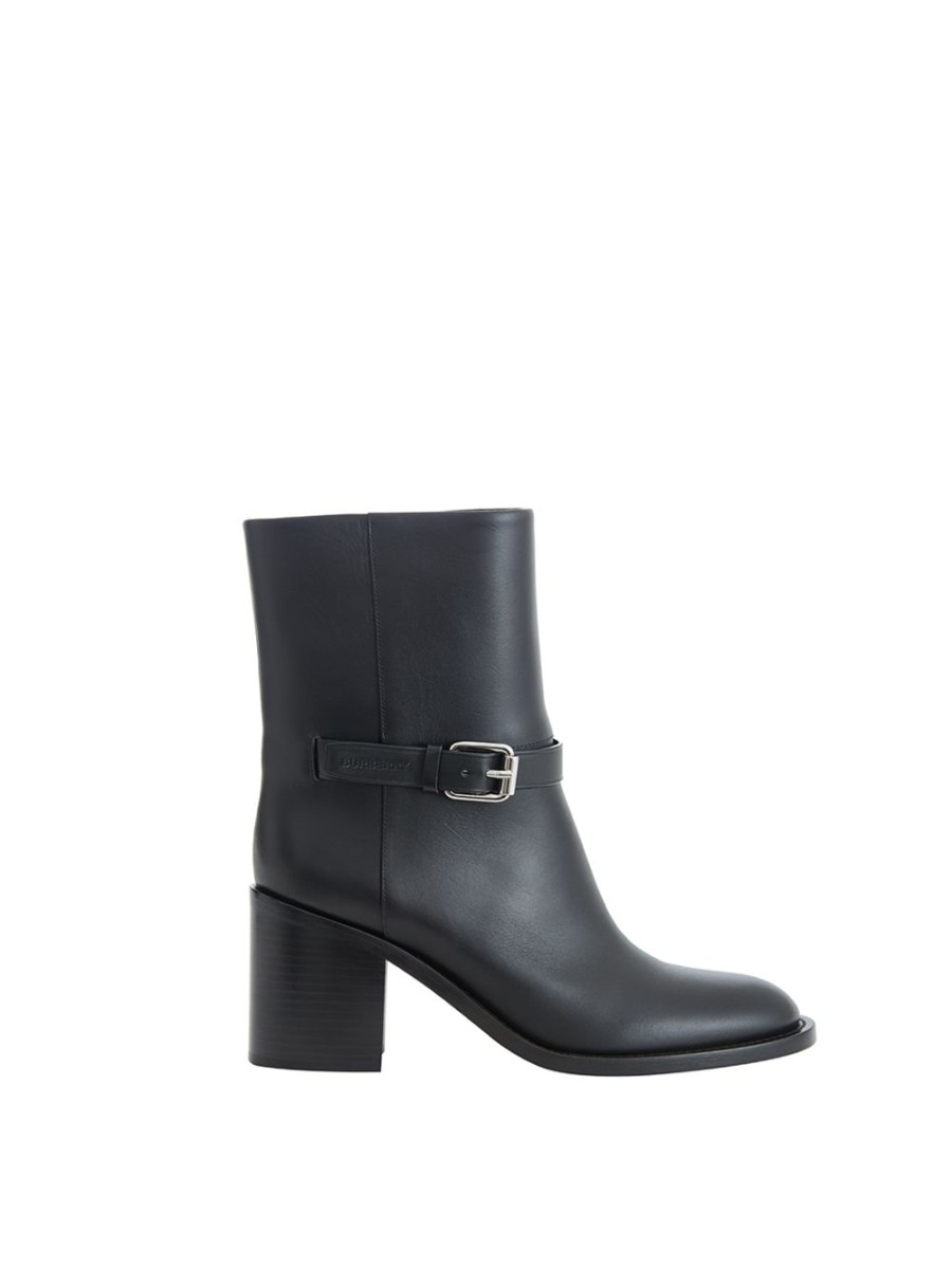 Women Burberry Women'S Boots | Burberry Black Leather Ankle Boots