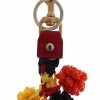 Women Dolce & Gabbana Women'S Keychains | Dolce & Gabbana Gold Yellow Raffia Leather Clasp Finder Chain Keyring