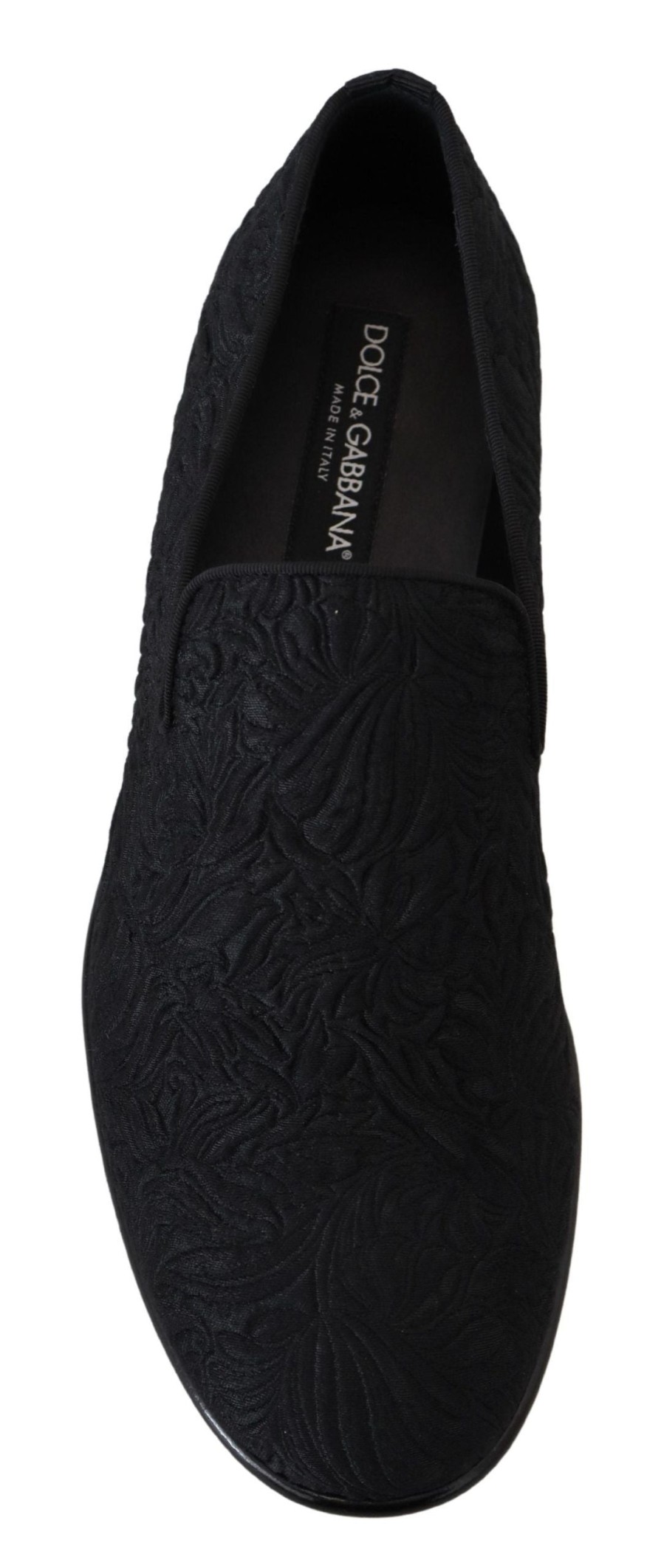 Men Dolce & Gabbana Men'S Formal | Dolce & Gabbana Black Floral Jacquard Slippers Loafers Shoes