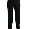 Men Dolce & Gabbana Men'S Jeans & Pants | Dolce & Gabbana Black Wool Formal Straight Fit Dress Pants