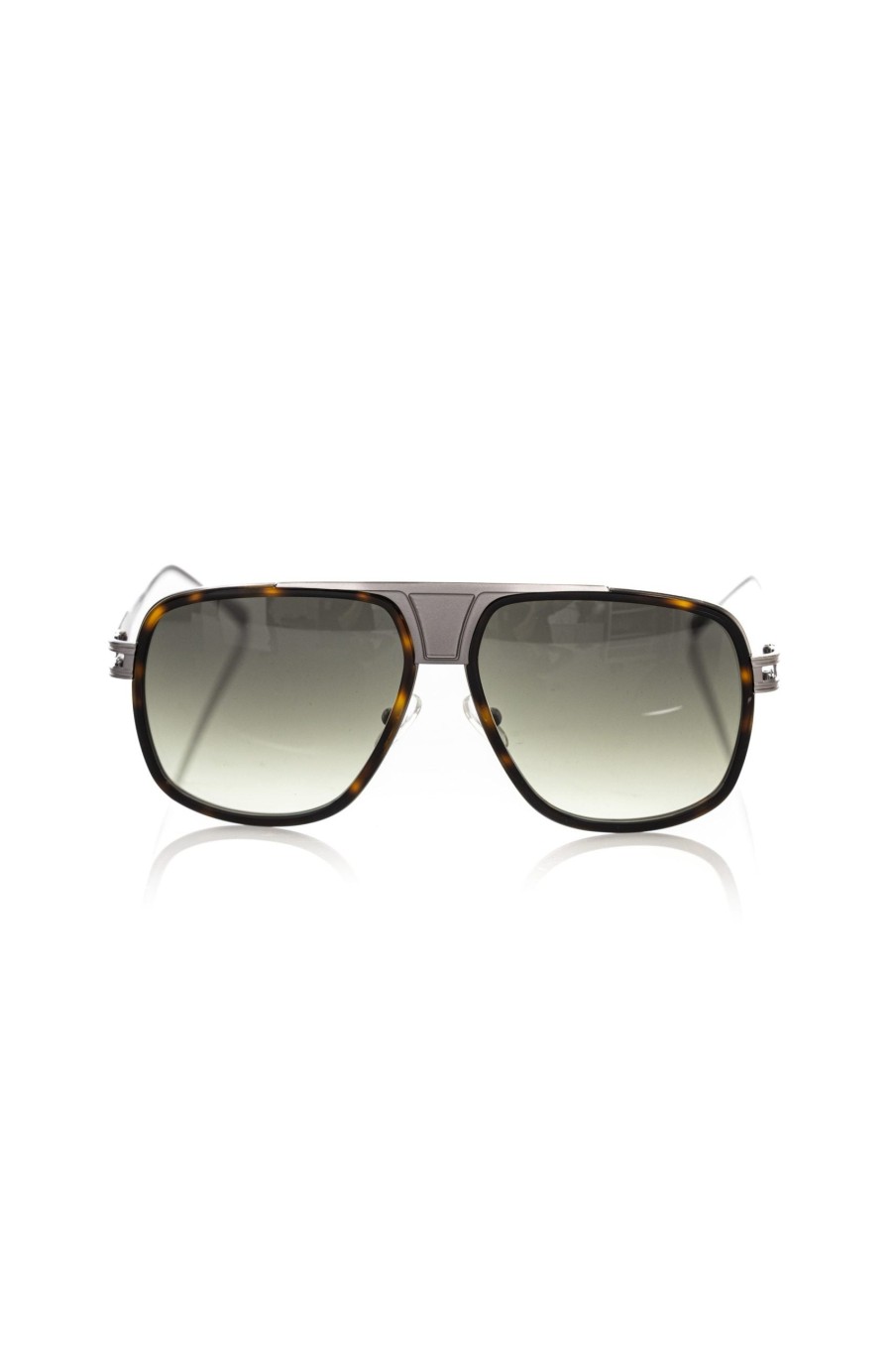 Men Frankie Morello | Frankie Morello Havana Shield Elegance Sunglasses With Metal Accents