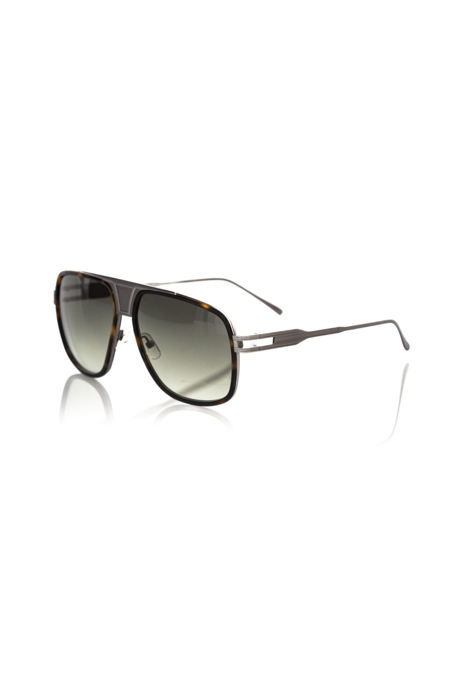 Men Frankie Morello | Frankie Morello Havana Shield Elegance Sunglasses With Metal Accents