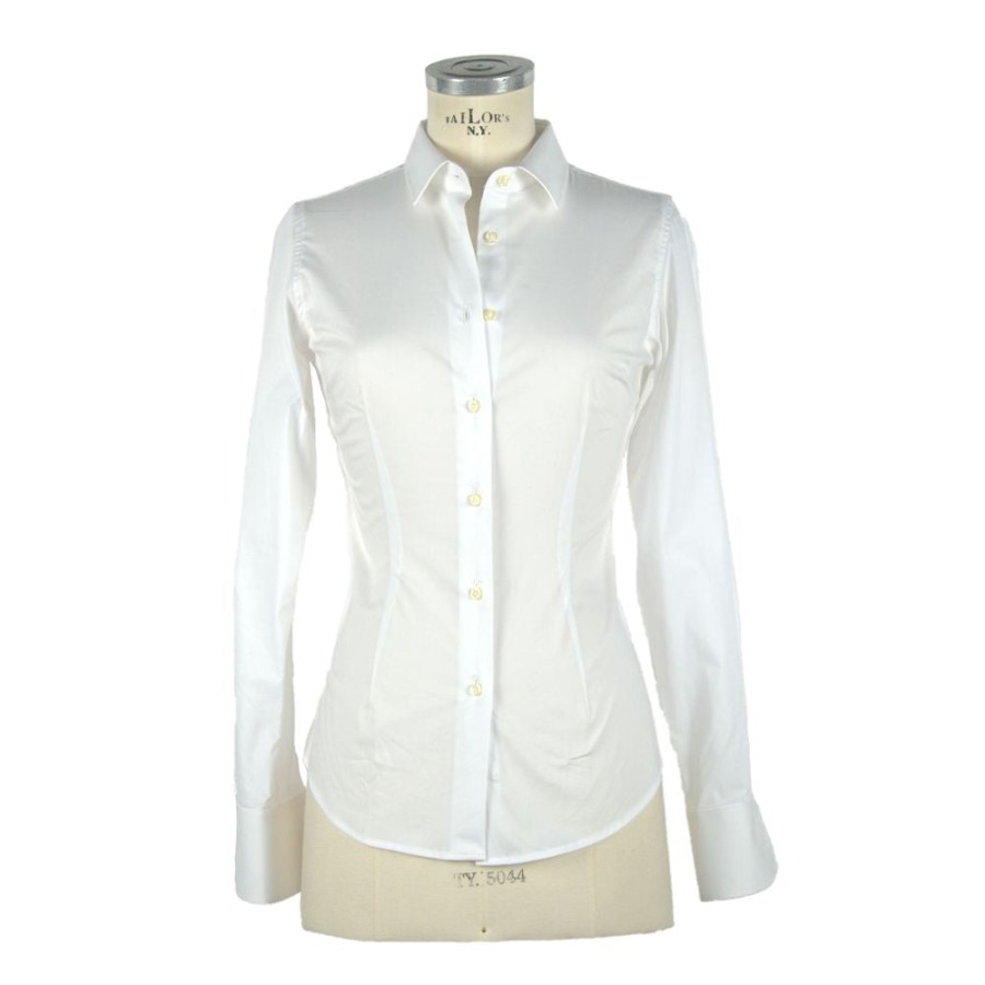 Women Made in Italy Women'S Shirts | Made In Italy Elegant White Slim Fit Long Sleeve Blouse