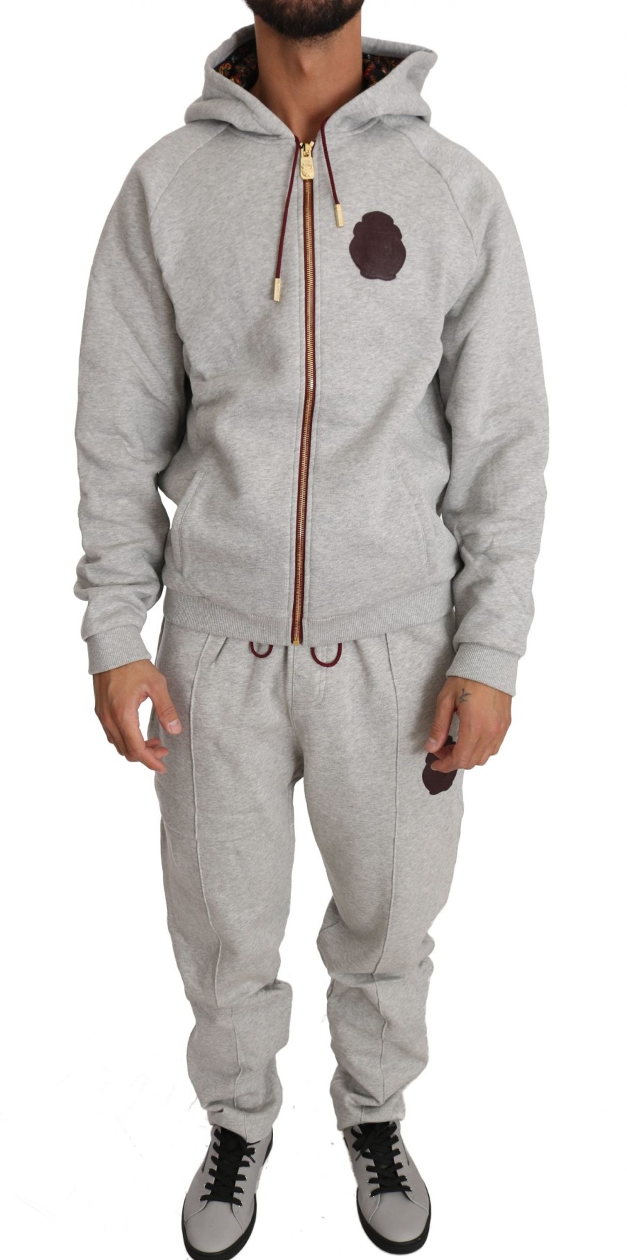 Men Billionaire Italian Couture Men'S Sweatsuit | Billionaire Italian Couture Gray Cotton Sweater Pants Tracksuit - Genuine Authentic Brand Llc