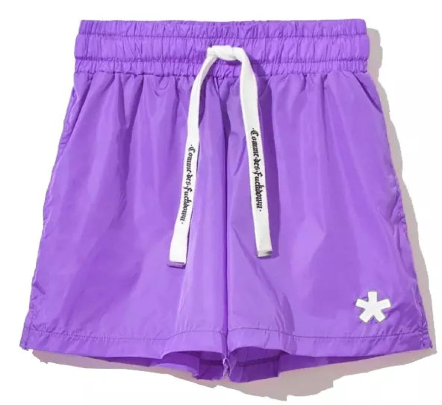 Women Comme Des Fuckdown Women'S Shorts | Comme Des Fuckdown Purple Nylon Bermudas With Logo Accent