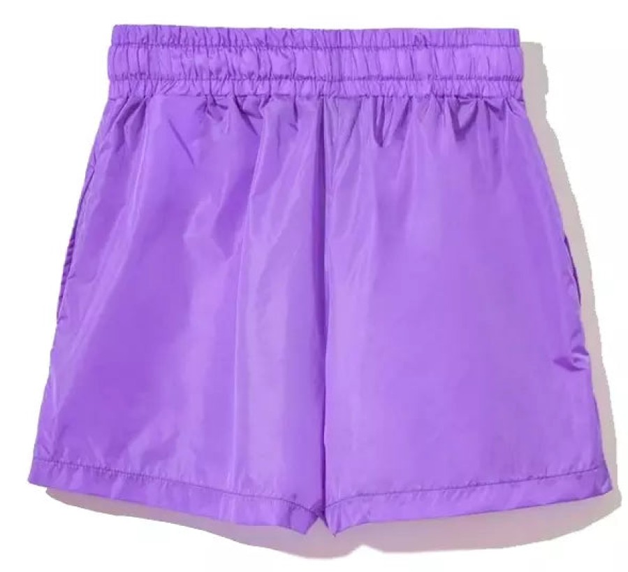 Women Comme Des Fuckdown Women'S Shorts | Comme Des Fuckdown Purple Nylon Bermudas With Logo Accent