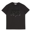 Women Patrizia Pepe Women'S Tops & T-Shirts | Patrizia Pepe Rhinestone Embellished Cotton Tee - Black