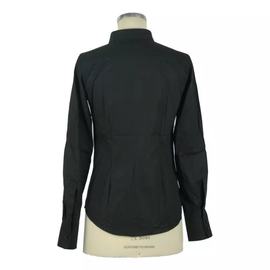 Women Made in Italy Women'S Shirts | Made In Italy Sleek Black Long Sleeve Slim Fit Blouse