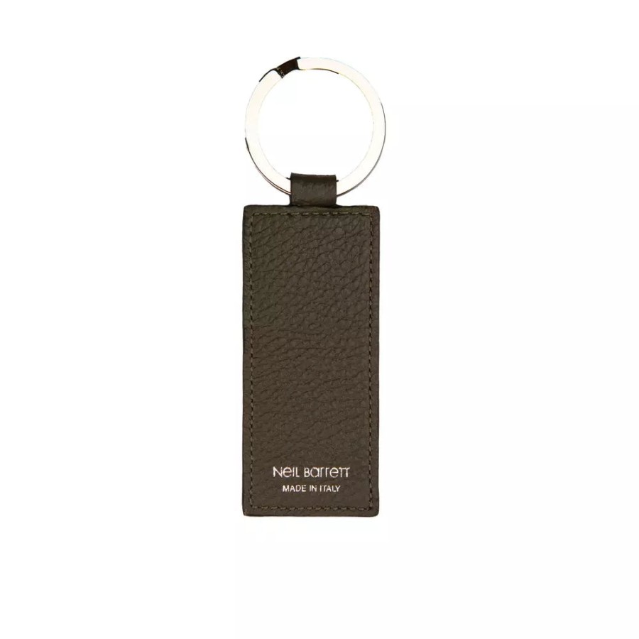 Men Neil Barrett Men'S Keychains | Neil Barrett Sleek Leather Keychain In Elegant Green