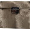 Men Dolce & Gabbana Men'S Messenger Bags | Dolce & Gabbana Beige Velvet Floral Leather Men Document Briefcase