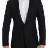 Men Dolce & Gabbana Men'S Blazers | Dolce & Gabbana Black Wool Martini Slim Blazer