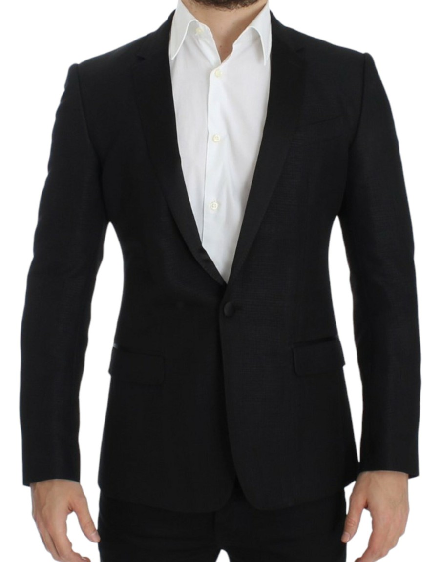 Men Dolce & Gabbana Men'S Blazers | Dolce & Gabbana Black Wool Martini Slim Blazer