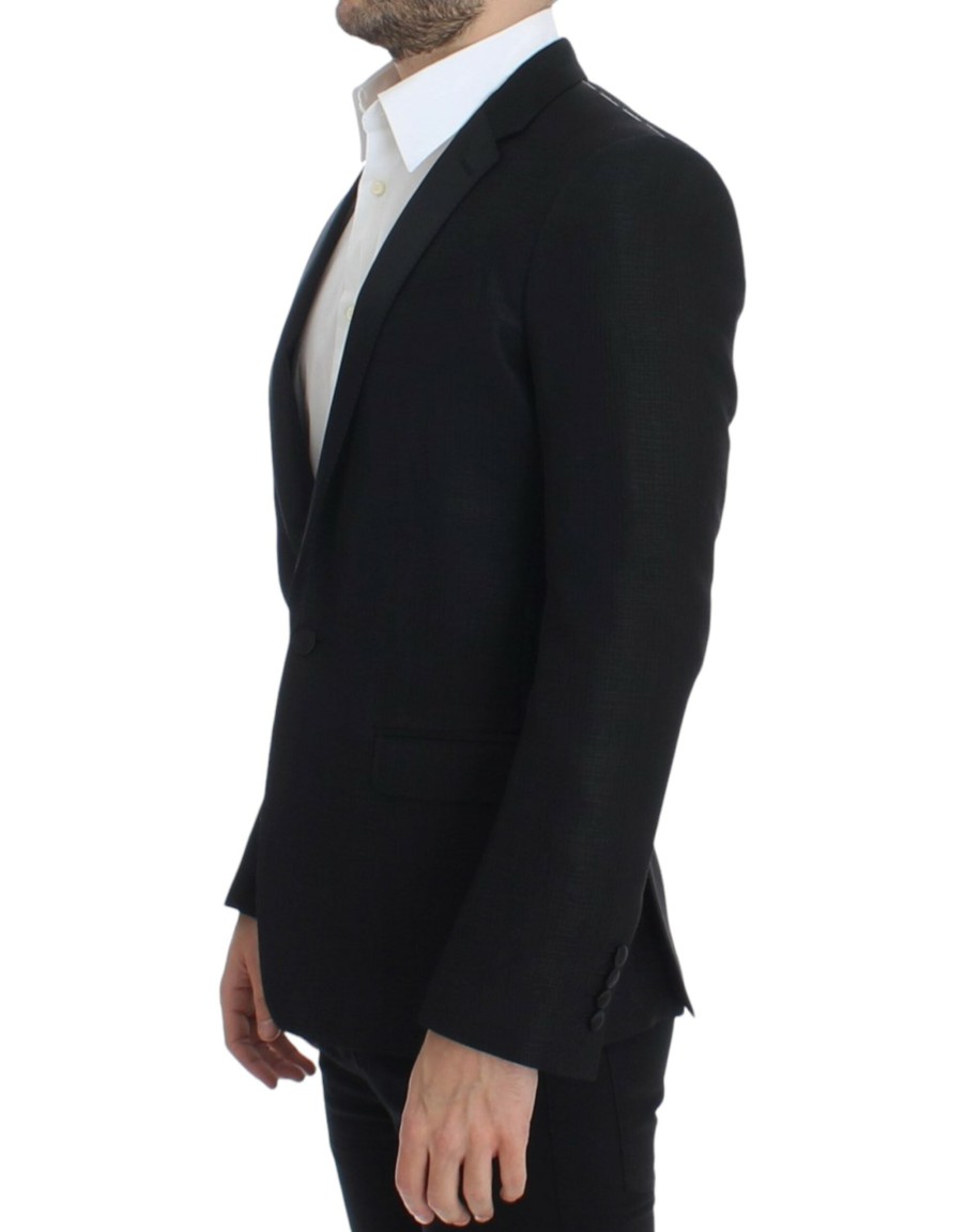 Men Dolce & Gabbana Men'S Blazers | Dolce & Gabbana Black Wool Martini Slim Blazer