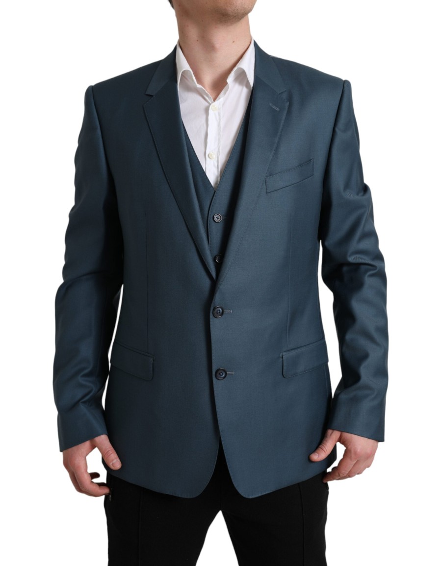 Men Dolce & Gabbana Men'S Suits | Dolce & Gabbana Green Single Breasted 2 Piece Martini Suit