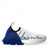 Men Dolce & Gabbana Men'S Sneakers | Dolce & Gabbana White Blue Sorrento Low Top Men Casual Sneakers Shoes