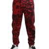 Men Dolce & Gabbana Men'S Jeans & Pants | Dolce & Gabbana Red Black Leopard Stretch Jogger Pants