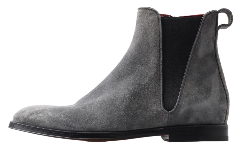 Men Dolce & Gabbana Men'S Boots | Dolce & Gabbana Gray Leather Men Ankle Boots Shoes