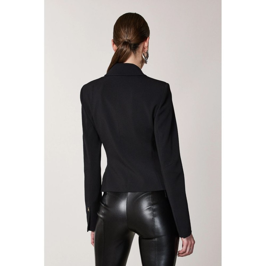 Women Patrizia Pepe Women'S Suits & Blazers | Patrizia Pepe Black Polyester Suits & Blazer