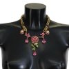 Women Dolce & Gabbana Women'S Necklaces | Dolce & Gabbana Gold Brass Chain Crystal Floral Roses Jewelry Necklace