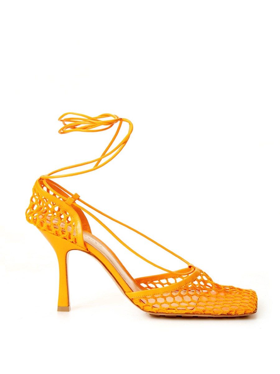 Women Bottega Veneta Women'S Pumps | Bottega Veneta Orange Stretch Leather-Trimmed Pumps