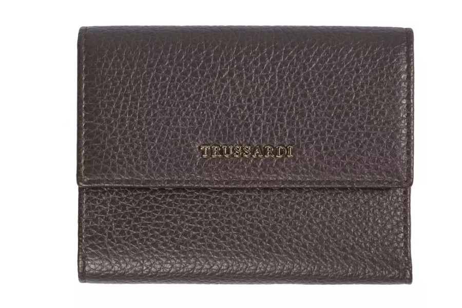 Women Trussardi Women'S Wallets | Trussardi Elegant Embossed Leather Wallet In Brown