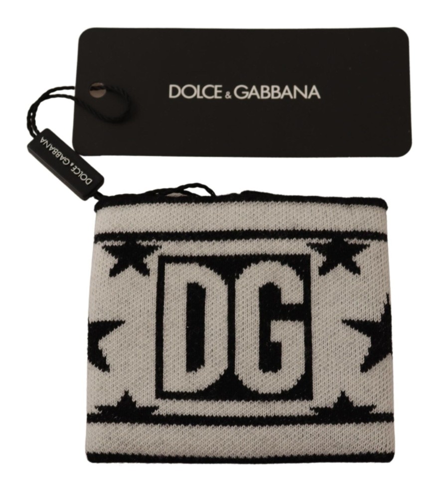 Men Dolce & Gabbana Men'S Other Accessories | Dolce & Gabbana Black Wool Logo #Dgmillennials 1Pc Wristband