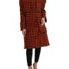 Women Dolce & Gabbana Women'S Jackets & Coats | Dolce & Gabbana Orange Houndstooth Long Sleeve Coat Jacket