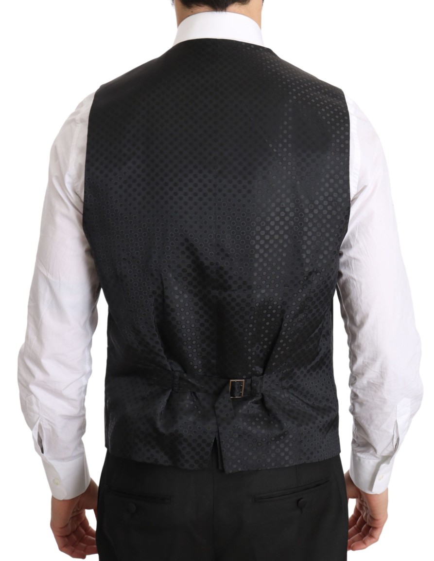 Men Dolce & Gabbana Men'S Vests | Dolce & Gabbana Gray Gilet Staff Regular Fit Formal Vest