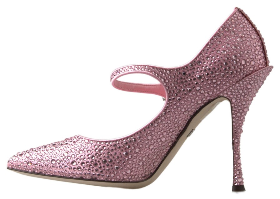 Women Dolce & Gabbana Women'S Pumps | Dolce & Gabbana Pink Mary Jane Crystal Pumps High Heels Shoes