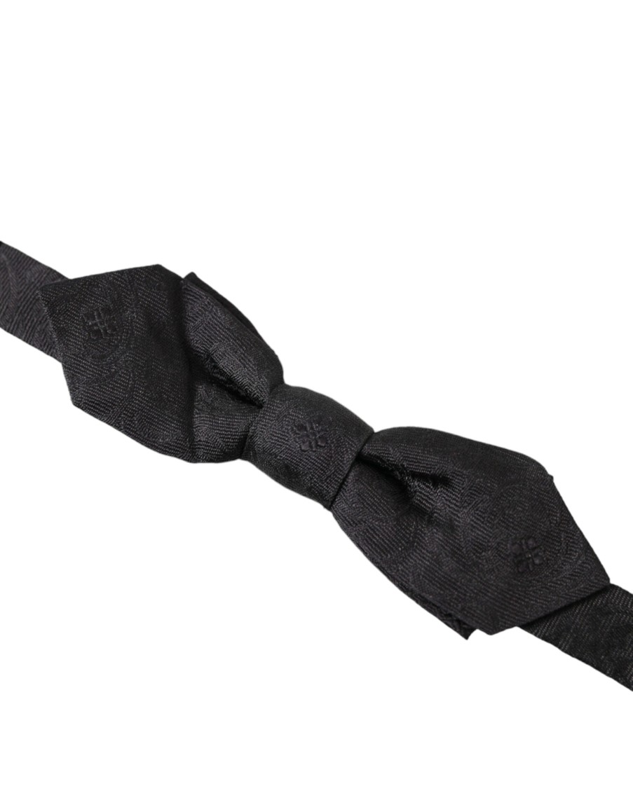 Men Dolce & Gabbana Men'S Ties & Bowties | Dolce & Gabbana Black Fantasy Silk Adjustable Neck Men Papillon Bow Ti