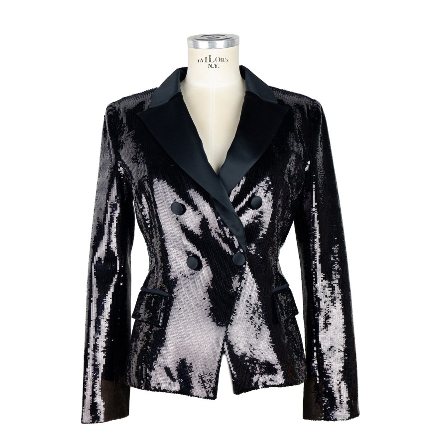 Women Elisabetta Franchi Women'S Suits & Blazers | Elisabetta Franchi Elegant Sequined Double-Breasted Jacket