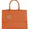 Women Baldinini Trend Women'S Handbags | Baldinini Trend Chic Orange Calfskin Button-Closure Handbag