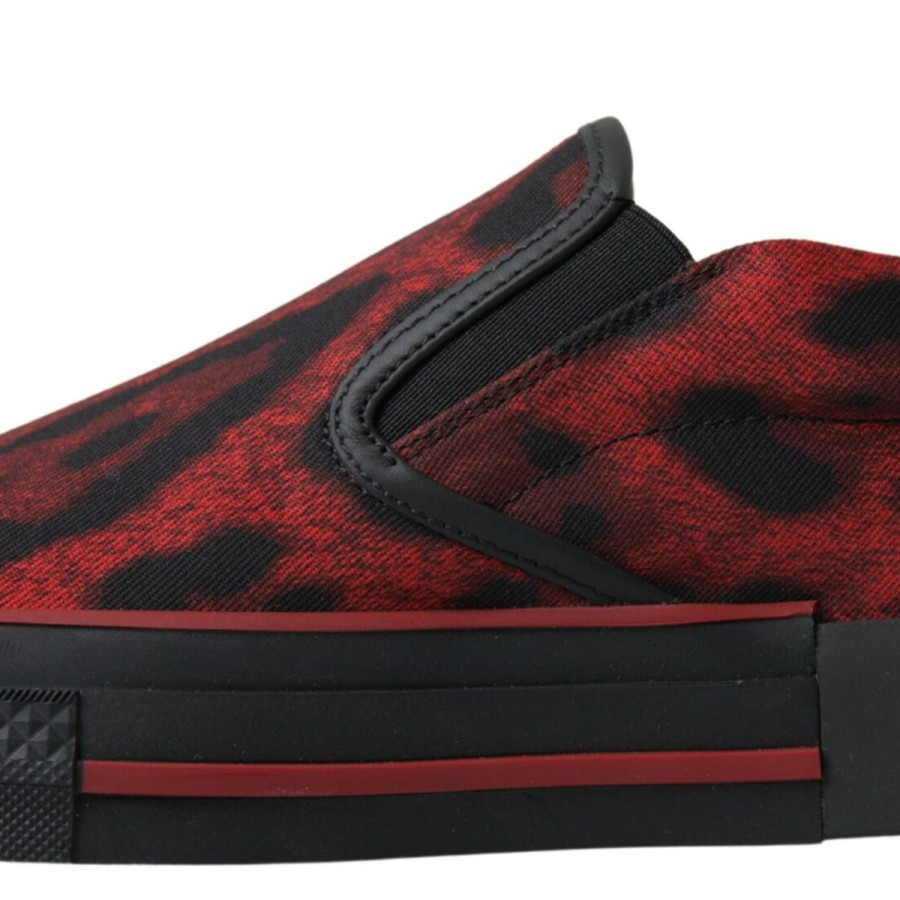 Men Dolce & Gabbana Men'S Loafers | Dolce & Gabbana Red Black Leopard Loafers Sneakers Shoes