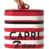 Women Dolce & Gabbana Women'S Others Accessories | Dolce & Gabbana Red Stripe Dauphine Leather Logo Print Strap Airpod Ca