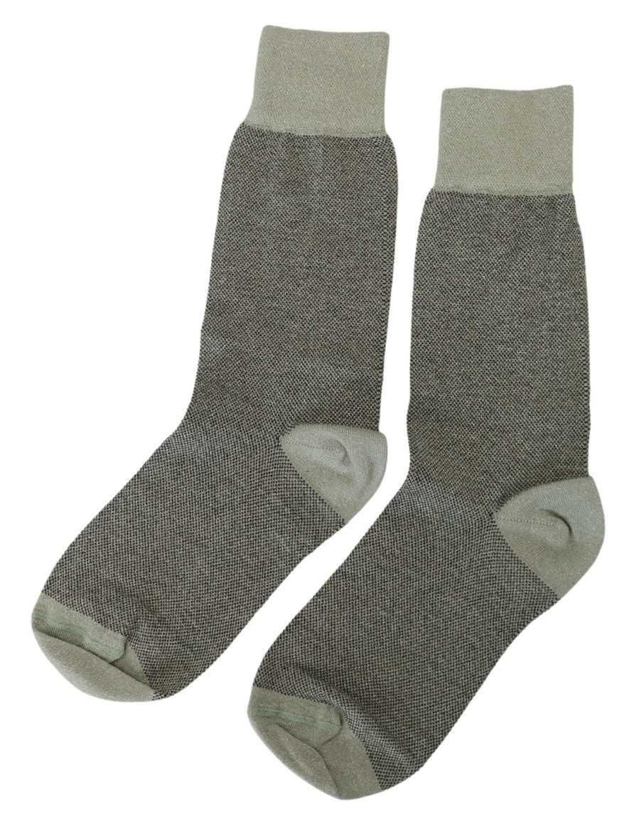 Women Dolce & Gabbana Women'S Tights And Socks | Dolce & Gabbana Grey Viscose Stretch Mid Calf Women Socks