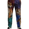 Men Dolce & Gabbana Men'S Jeans & Pants | Dolce & Gabbana Multicolor Tiger Cotton Loose Denim Jeans