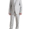 Men Dolce & Gabbana Men'S Suits | Dolce & Gabbana Silver Wool Silk 2 Piece Slim Fit Suit