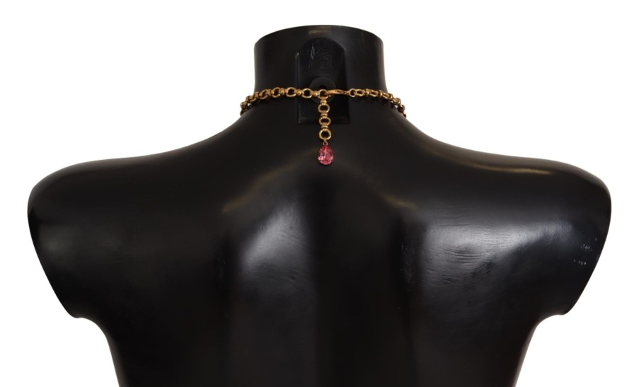 Women Dolce & Gabbana Women'S Necklaces | Dolce & Gabbana Gold Brass Sicily Fruits Roses Statement Necklace