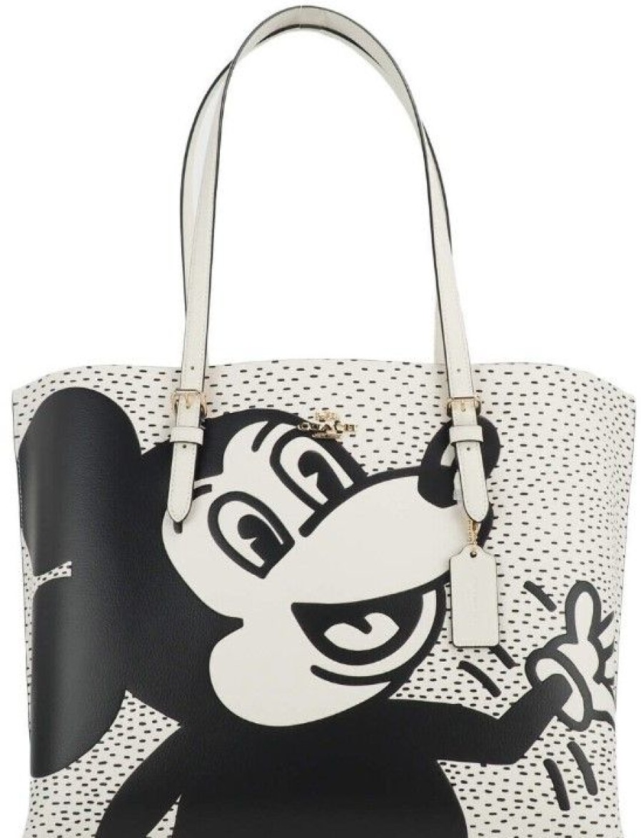 Women COACH Women'S Tote Bags | Coach (C6978) Mickey Mouse X Keith Haring Mollie Large Leather Shoulde