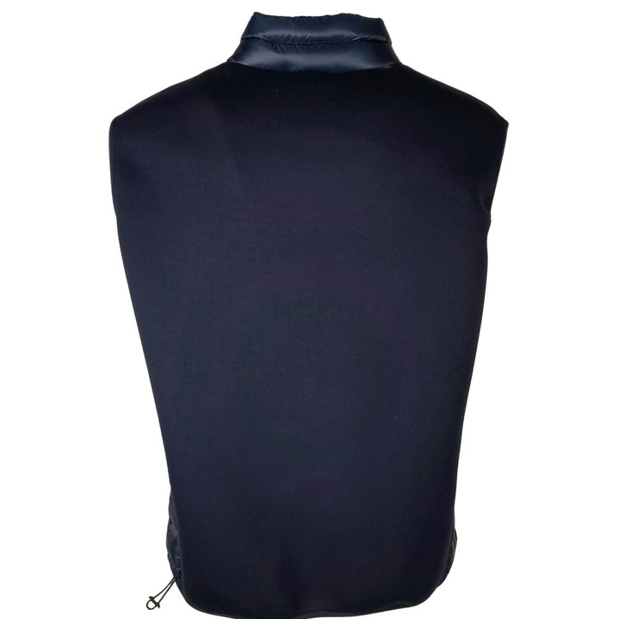 Men Centogrammi Men'S Vests | Centogrammi Elegant Dark Blue Nylon Puffer Vest